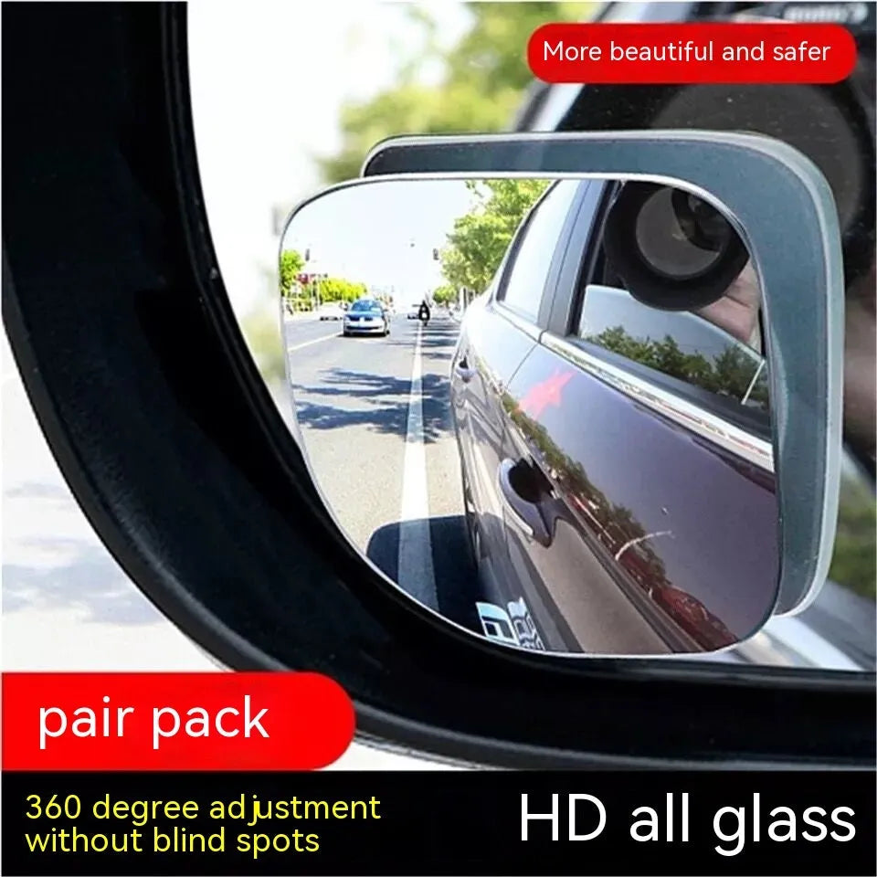 White glass car blind spot mirror with 360-degree adjustable mounting