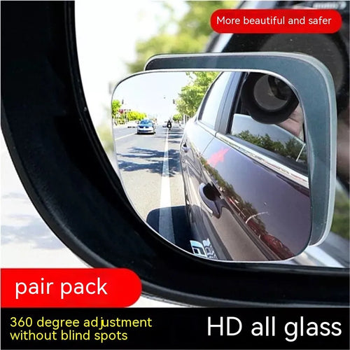 White glass car blind spot mirror with 360-degree adjustable mounting