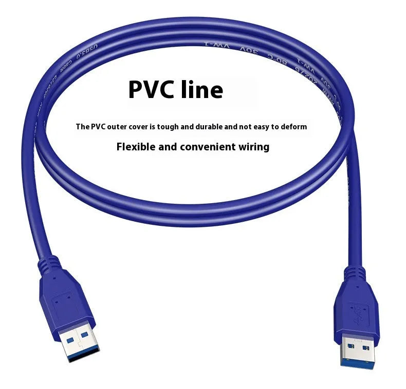 USB 3.0 male-to-male data cable with nickel-plated connectors, showing length options.