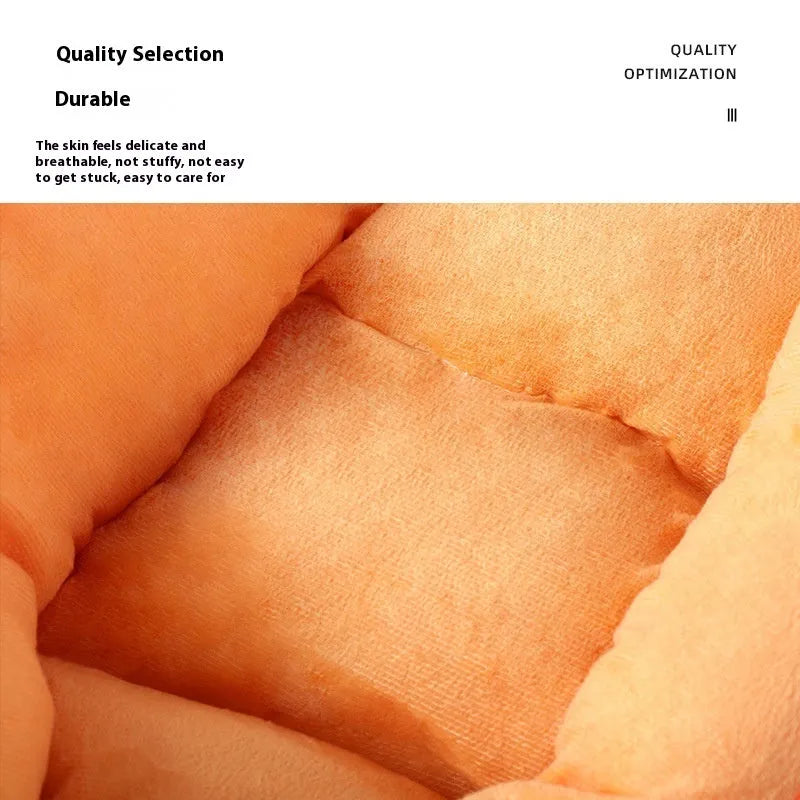 Carrot-shaped double-sided cloth pet mat for cats and dogs in carrot colour.