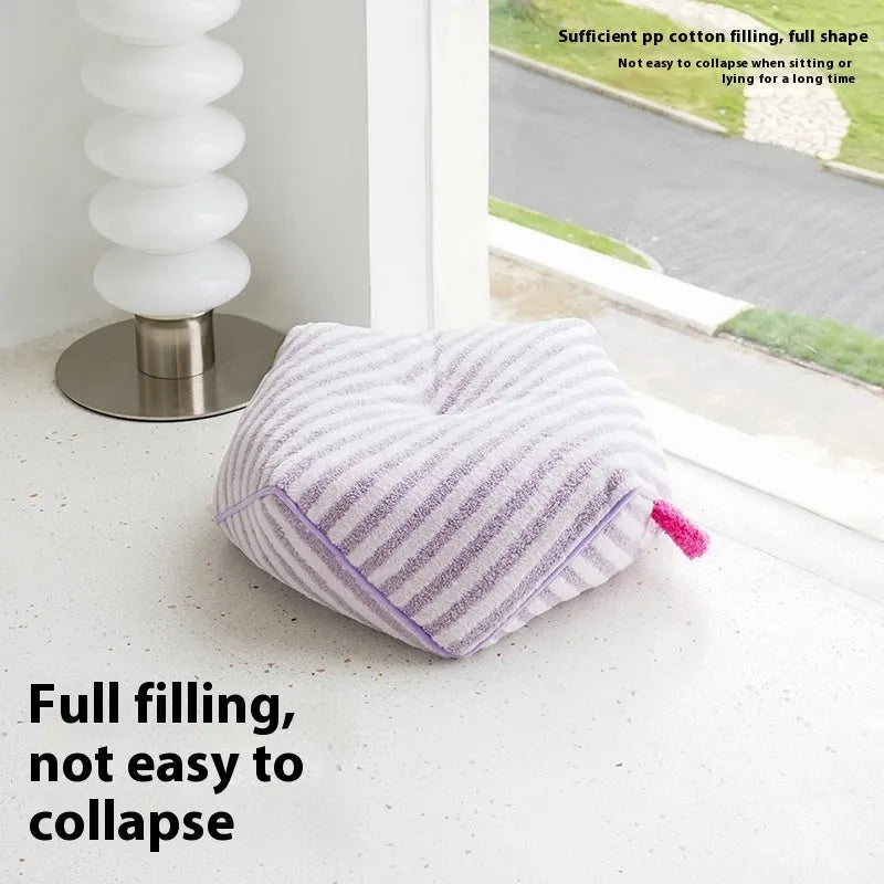 Striped soft velvet pet bed with removable cover in yellow, orange or purple colour options