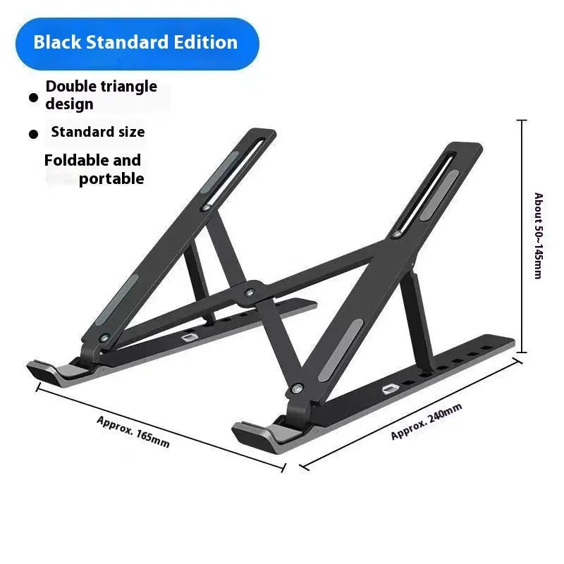 Aluminium laptop stand in silver finish supporting a laptop with improved airflow space