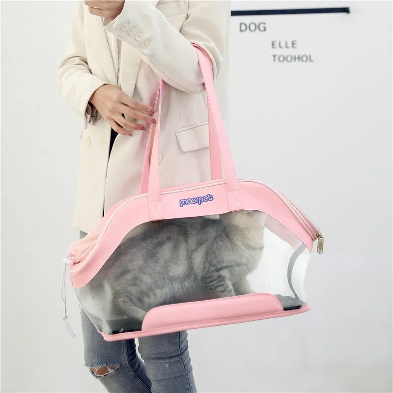 Leather pet carry bag in solid colour with 25-litre capacity for cat transport