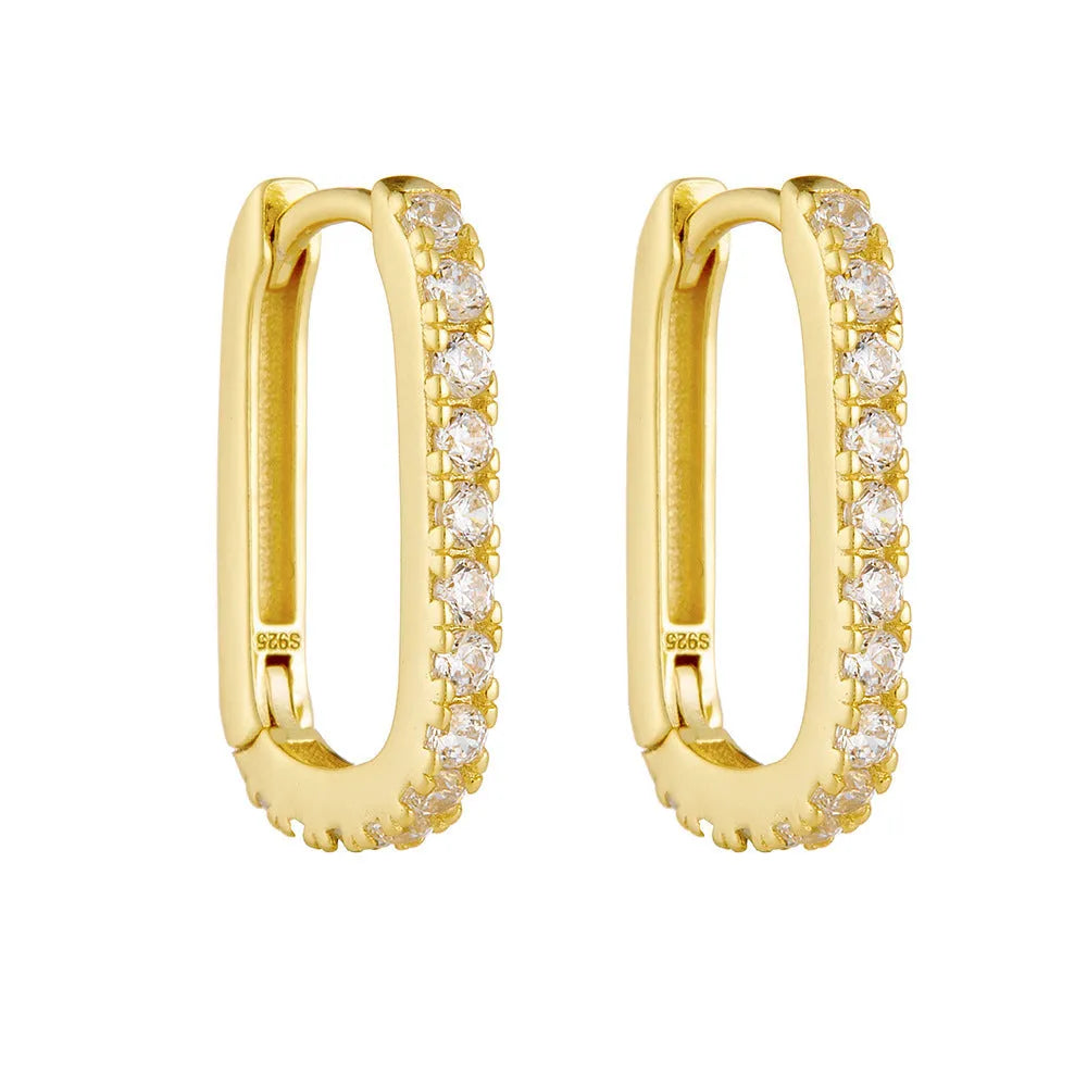 S925 sterling silver oval zircon ear clip earrings for women in yellow and white.
