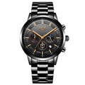 Men's waterproof quartz business sports watch showing four colour options with 12mm thickness
