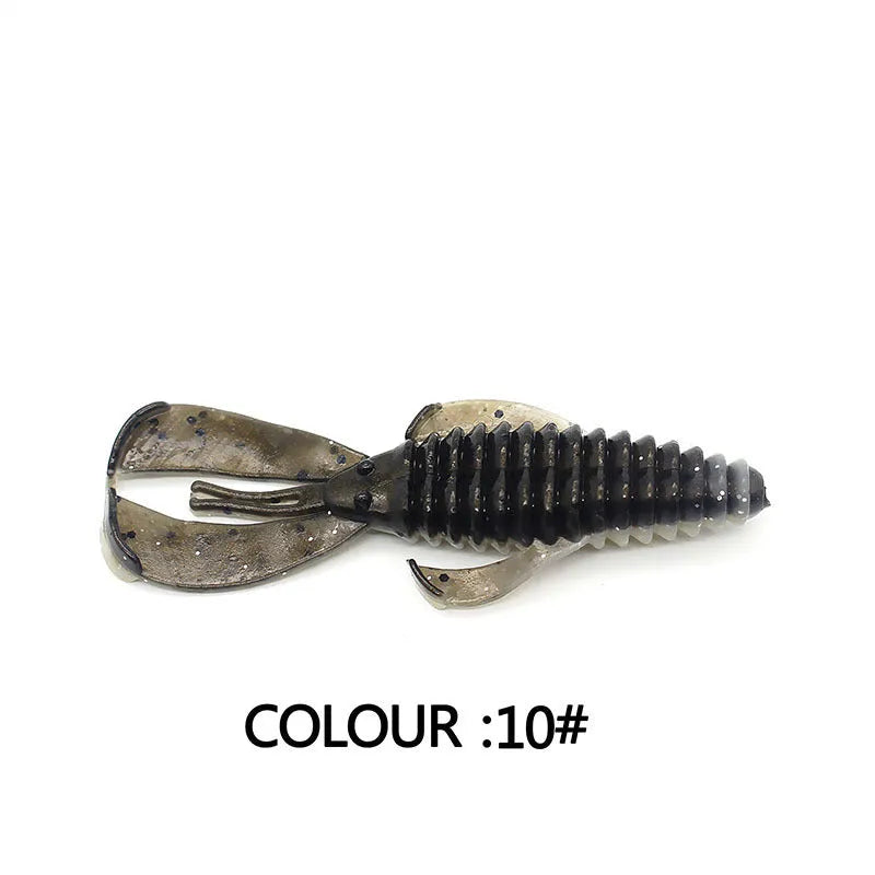 PVC soft plastic fishing lure in two sizes: a smaller 8cm and a larger 12cm model, shown in a selection of colour variations.