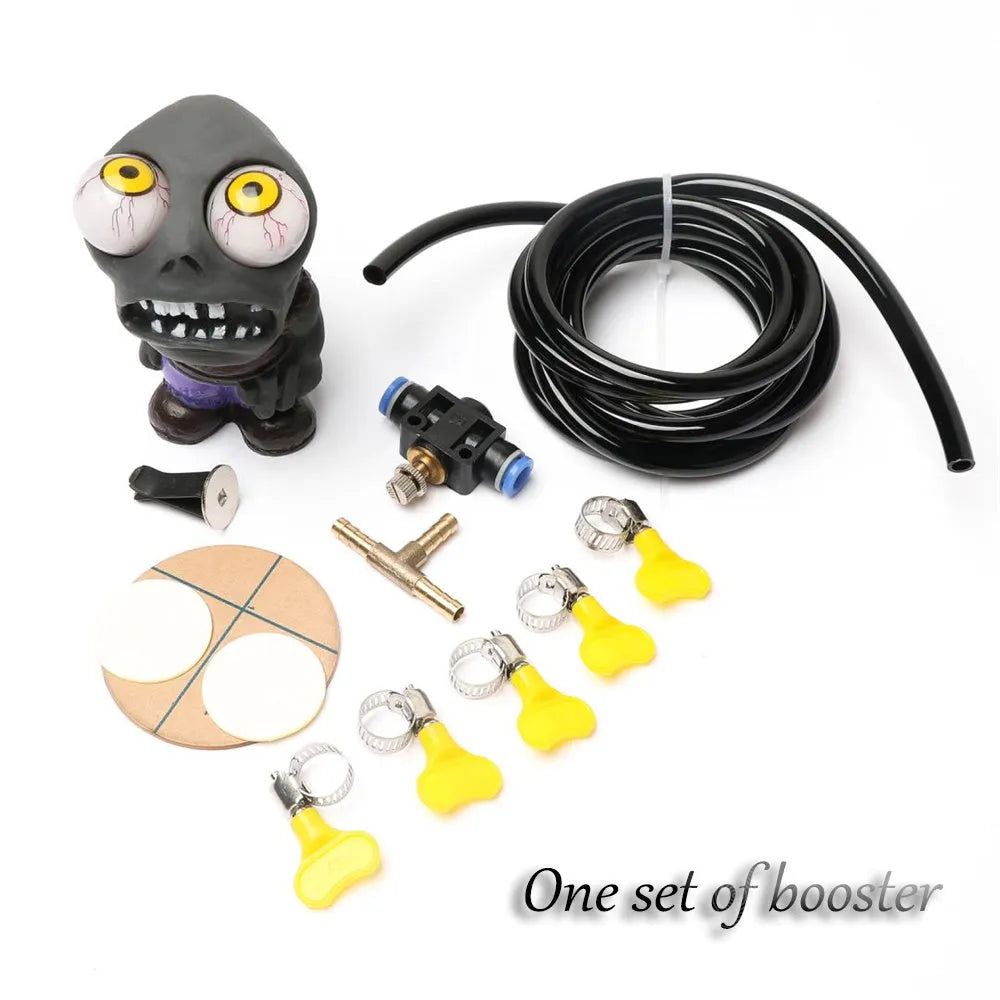 Car turbo decompression ornament kit with doll, pressure regulating valve, copper tube and installation components