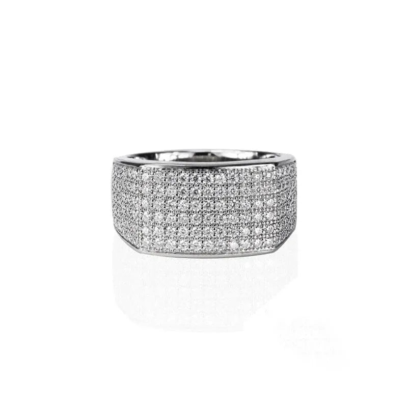 Micro-inlaid starry index finger ring in white gold colour copper with round zircon