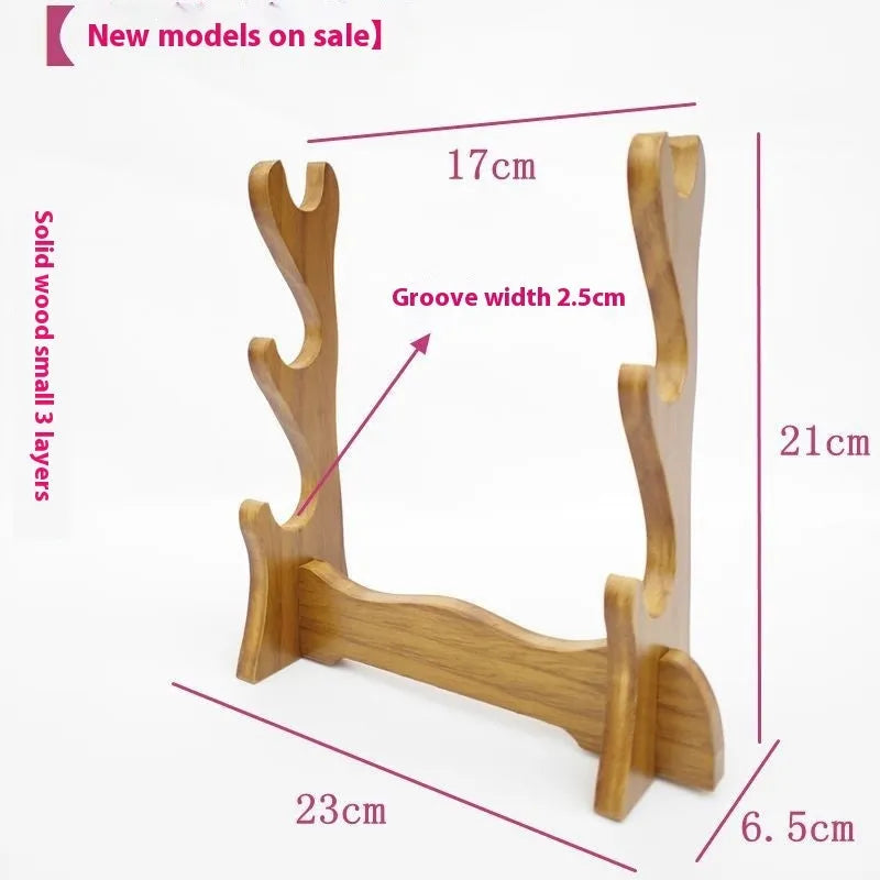 Handmade wooden Chinese style wall bracket shelf with multiple display layers.