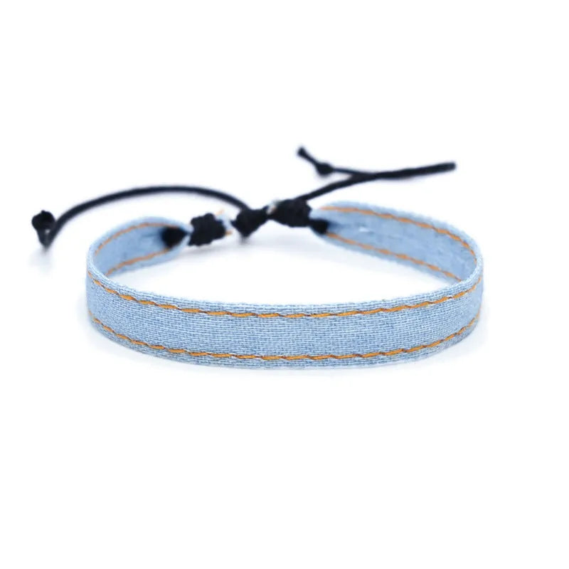Denim fabric bracelet carrying strap in national style with cute design
