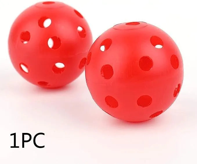 Six multi-colour 42mm golf practice balls including red, orange, blue, green, white, and yellow options