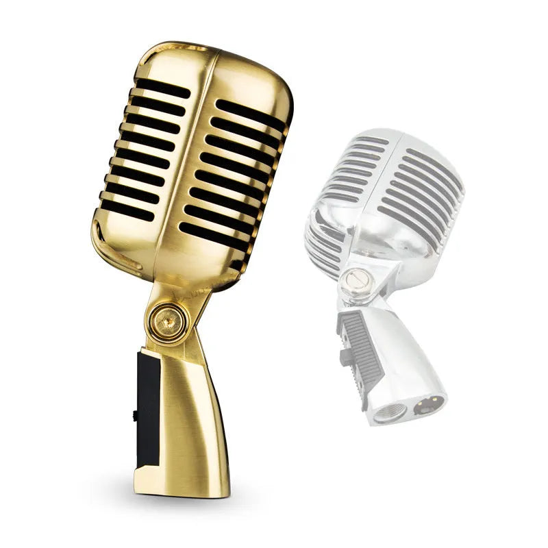Silver classical retro all-metal dynamic stage microphone