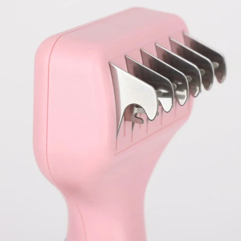Stainless steel knot knife pet grooming comb for dogs and cats in pink colour