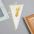 Transparent triangle-shaped plastic OPP bag with a silver tie wire closure, shown in a pack.