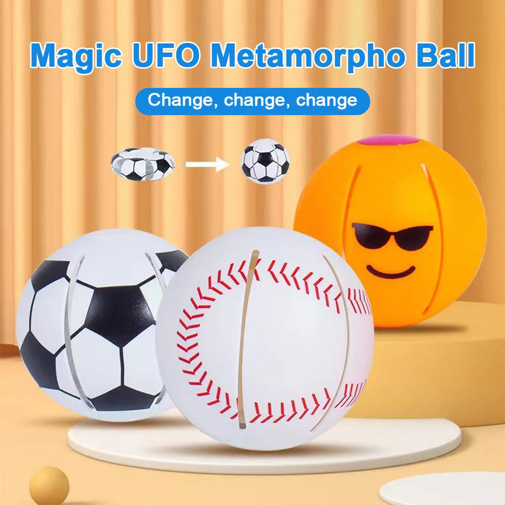 Interactive dog toy with glowing ball and transformable flying disc for outdoor training