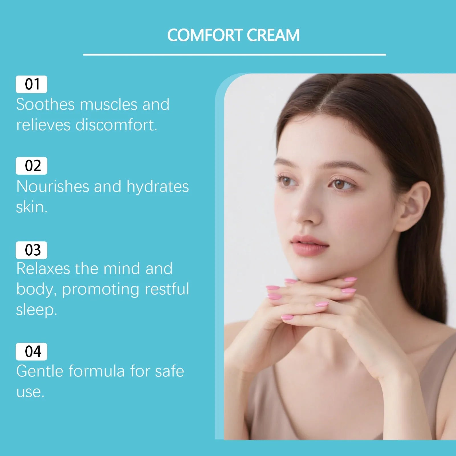 50g moisturising cream jar measuring 5cm by 5cm with ingredient list including Shanjinchehua.