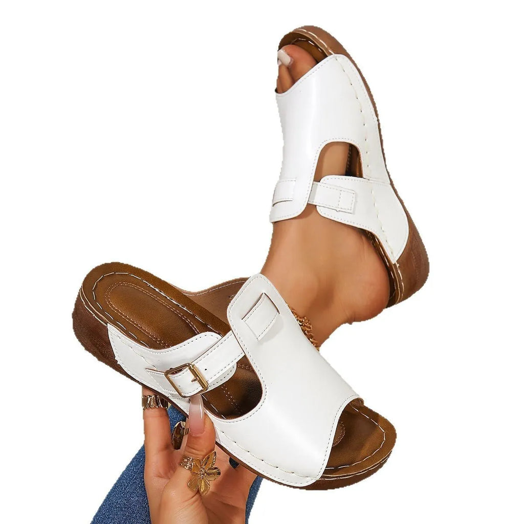 Women's magic stick shoes slippers with fish mouth toe shape in light pink colour