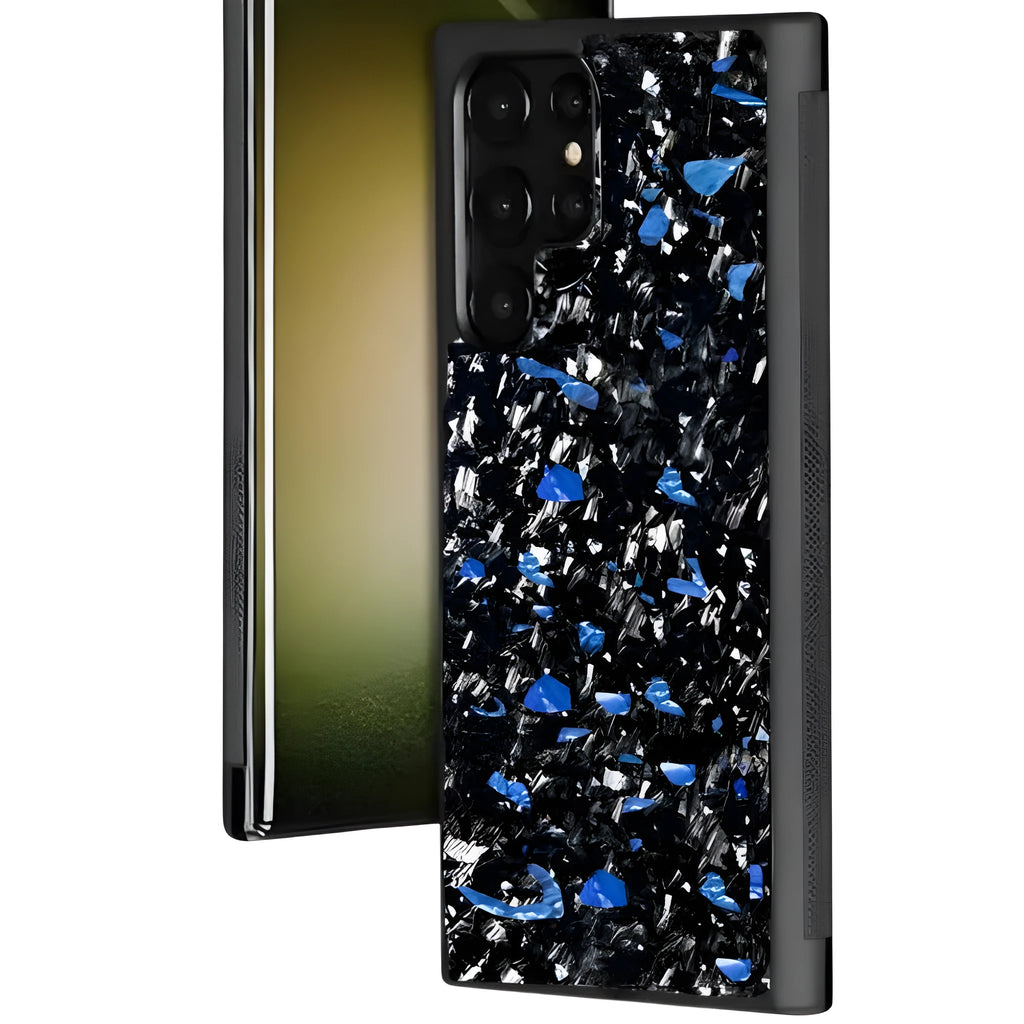 Samsung Galaxy phone case with forged carbon fibre pattern in multiple colour options