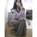 Women's purple ice silk blouse with princess sleeves and shoulder strap design