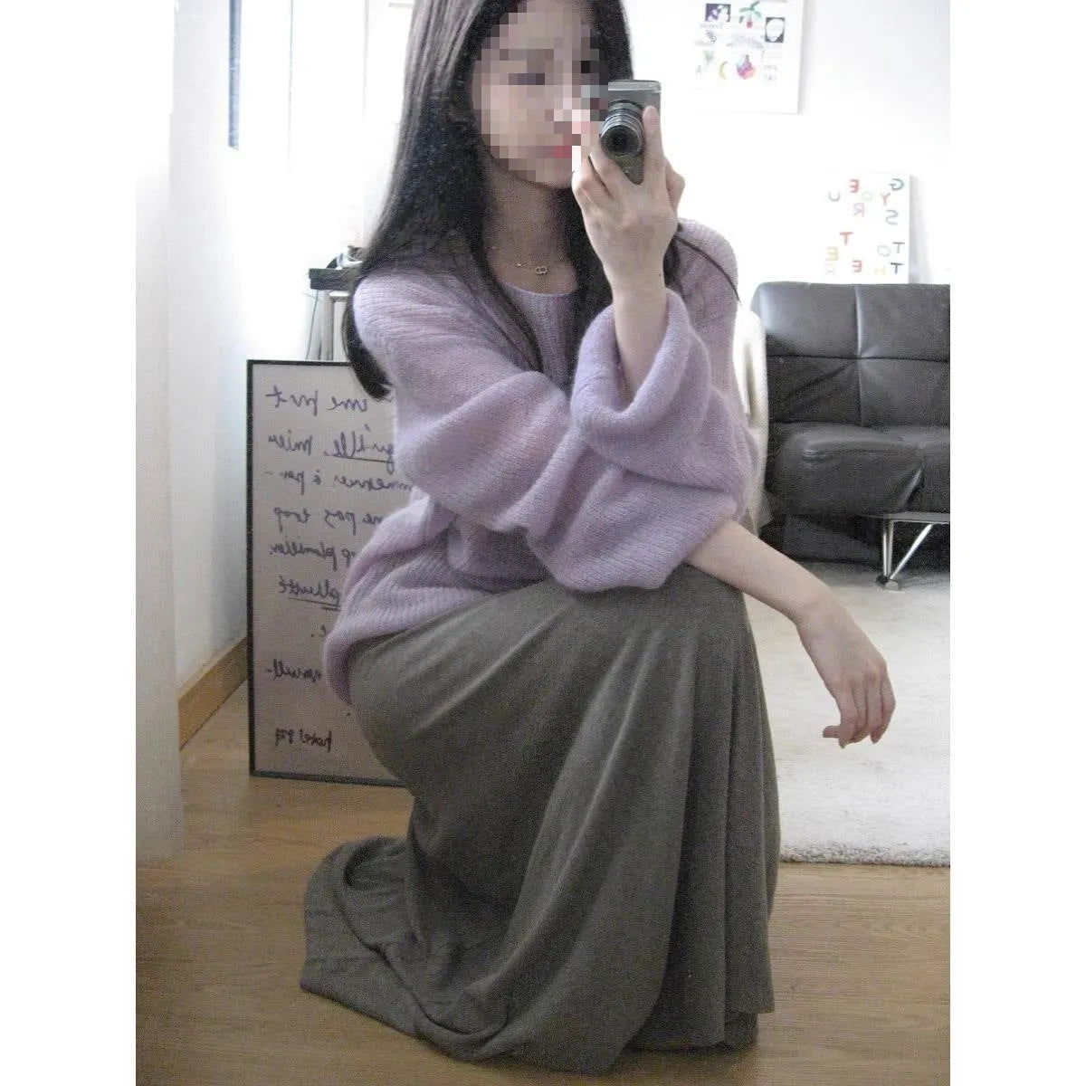 Women's purple ice silk blouse with princess sleeves and shoulder strap design