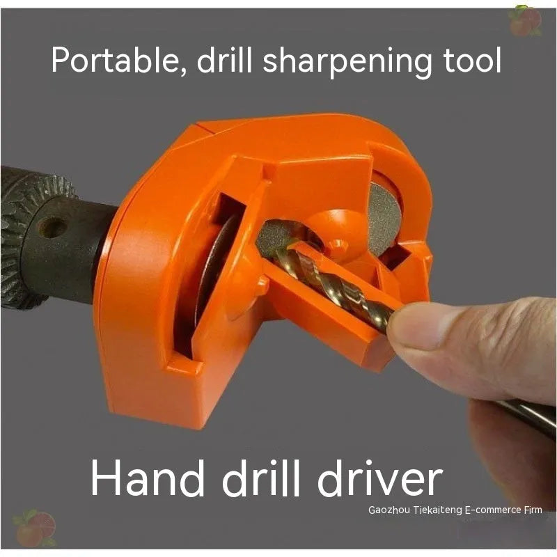Universal portable grinding drill tool set with orange and black irregular pattern abrasive wheels