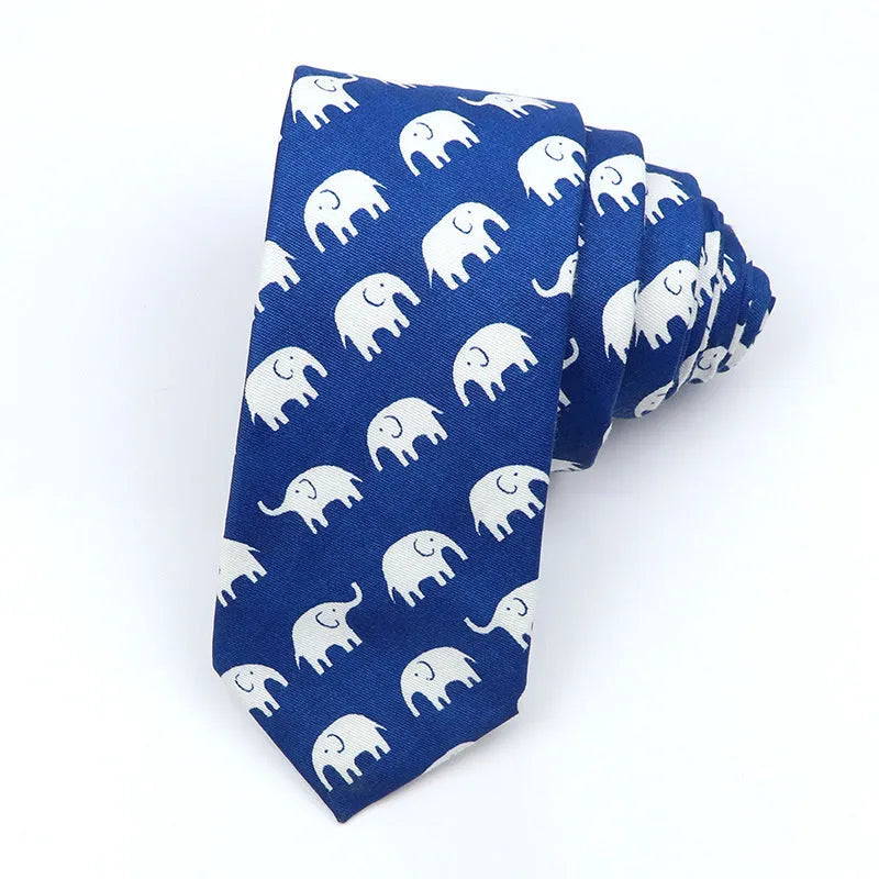 Narrow cotton bow tie with cartoon print pattern in assorted colour codes for men casual wear
