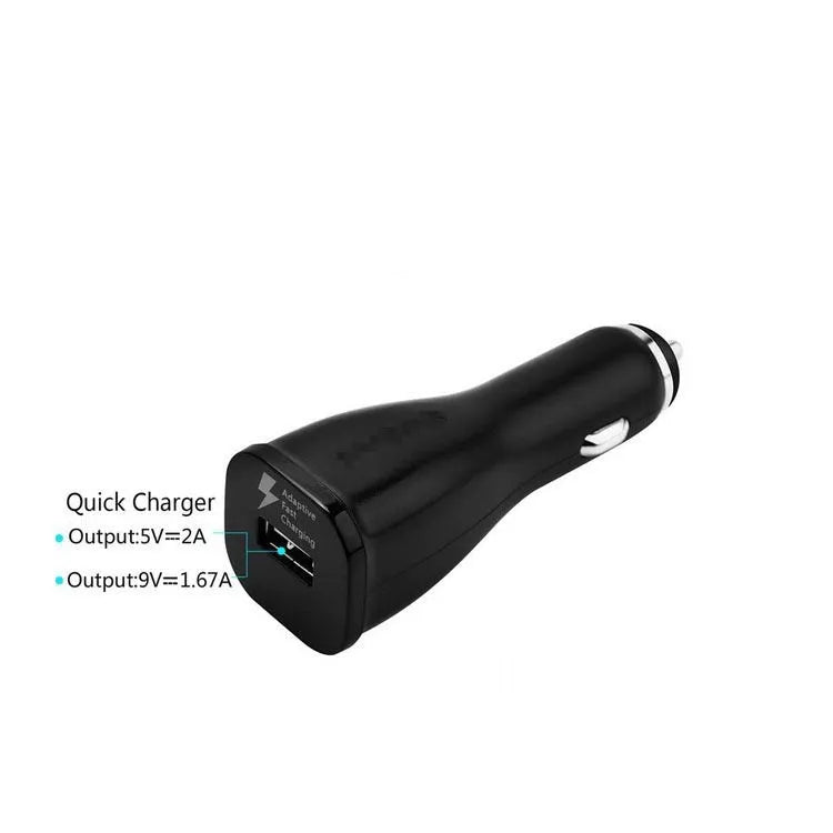 White QC30 single port USB car charger with QC2.0 fast charging for smartphones and tablets