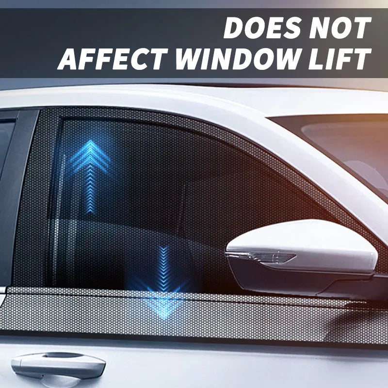 Set of four grey mesh car side window sunshades with elastic edges for front and rear windows.