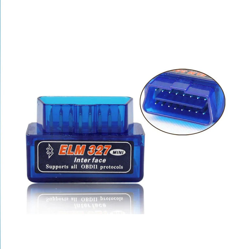 Compact Bluetooth OBD2 diagnostic scanner for vehicle fault code reading and engine monitoring