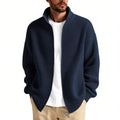 Loose-fitting men's cardigan sweater in a chemical fibre blend, shown in a neutral colour.