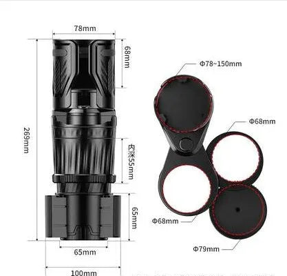 Black adjustable car cup holder with retractable base extended, showing carbon fibre pattern.