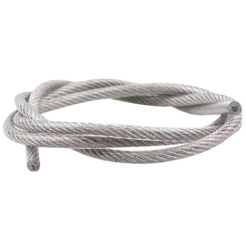 Coiled 304 stainless steel multi-strand security wire rope for anti-theft use.