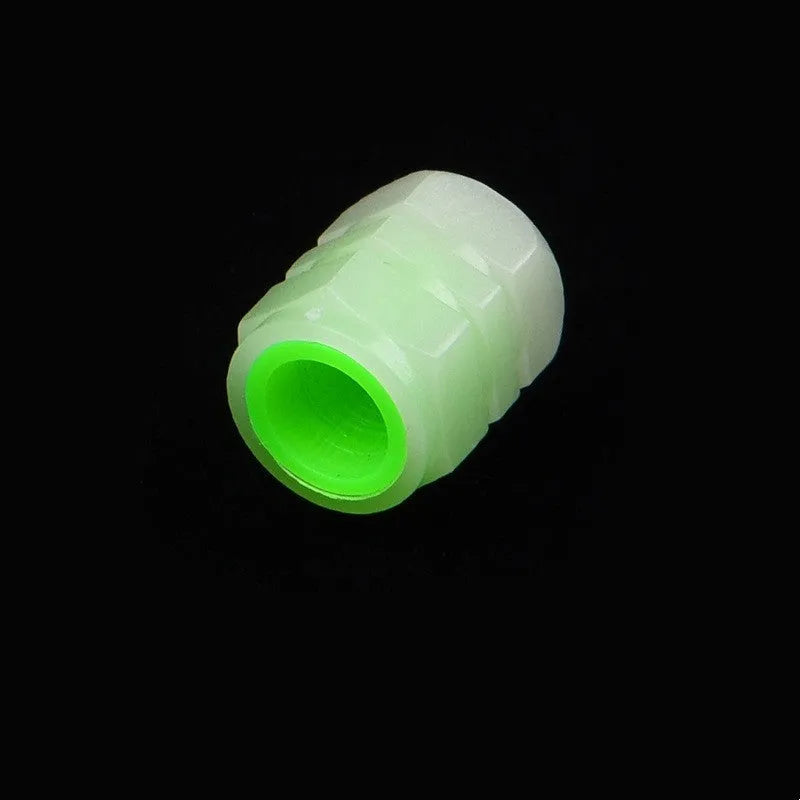 Car luminous valve caps with glow-in-the-dark rubber construction for tyre valve stems
