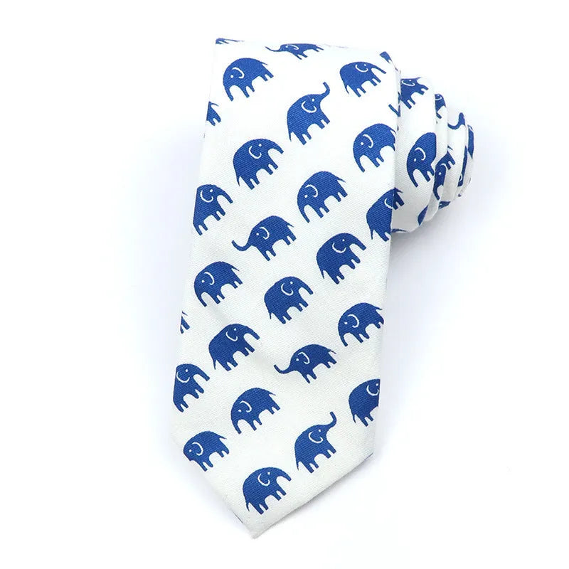 Narrow cotton bow tie with cartoon print pattern in assorted colour codes for men casual wear