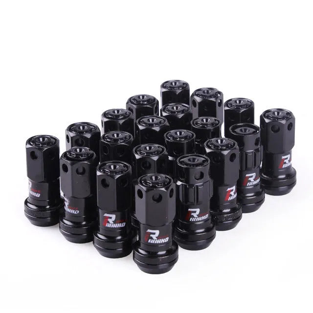Aluminium alloy flat head wheel nuts in multiple colours with M12 thread for universal vehicle fitment
