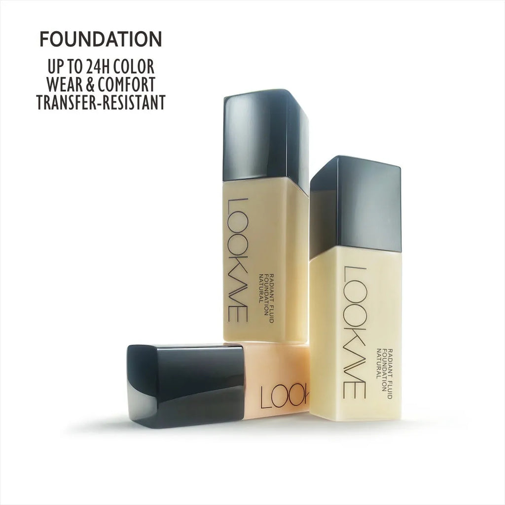 LOOKAVE matte liquid foundation bottle in 21g size showing cream formula