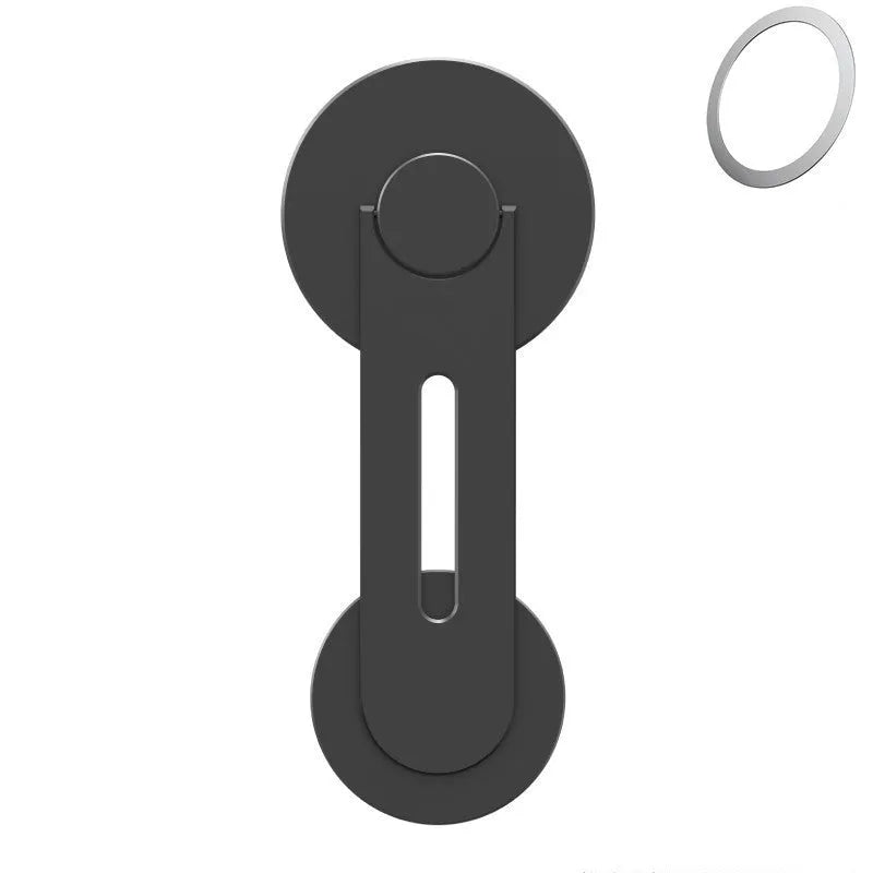 Silver aluminium magnetic car phone holder mounted on Tesla suspension screen showing 180-degree flip function