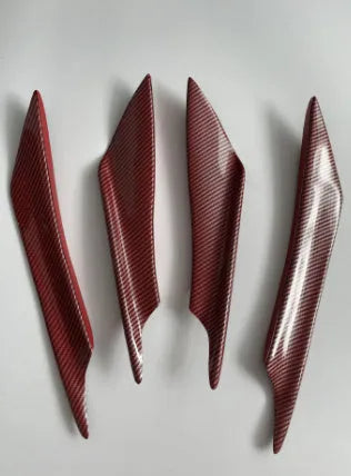 Four-piece carbon fibre pattern bumper blade kit for automotive installation
