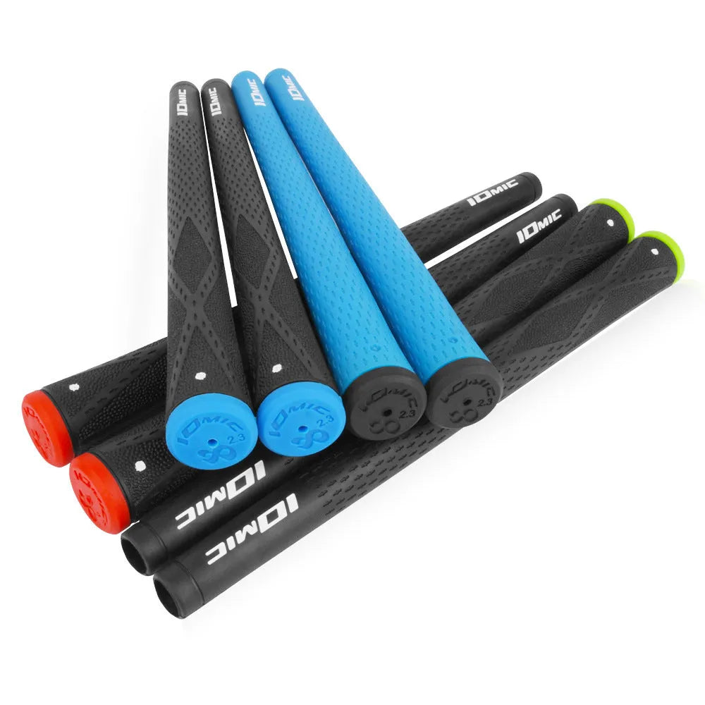 TPE material golf club replacement grip in various colours including pink, red, blue, white and two-tone options.