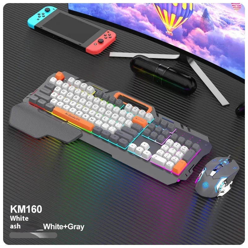 Blue and grey wired gaming keyboard and mouse combo with 1.5 metre cable
