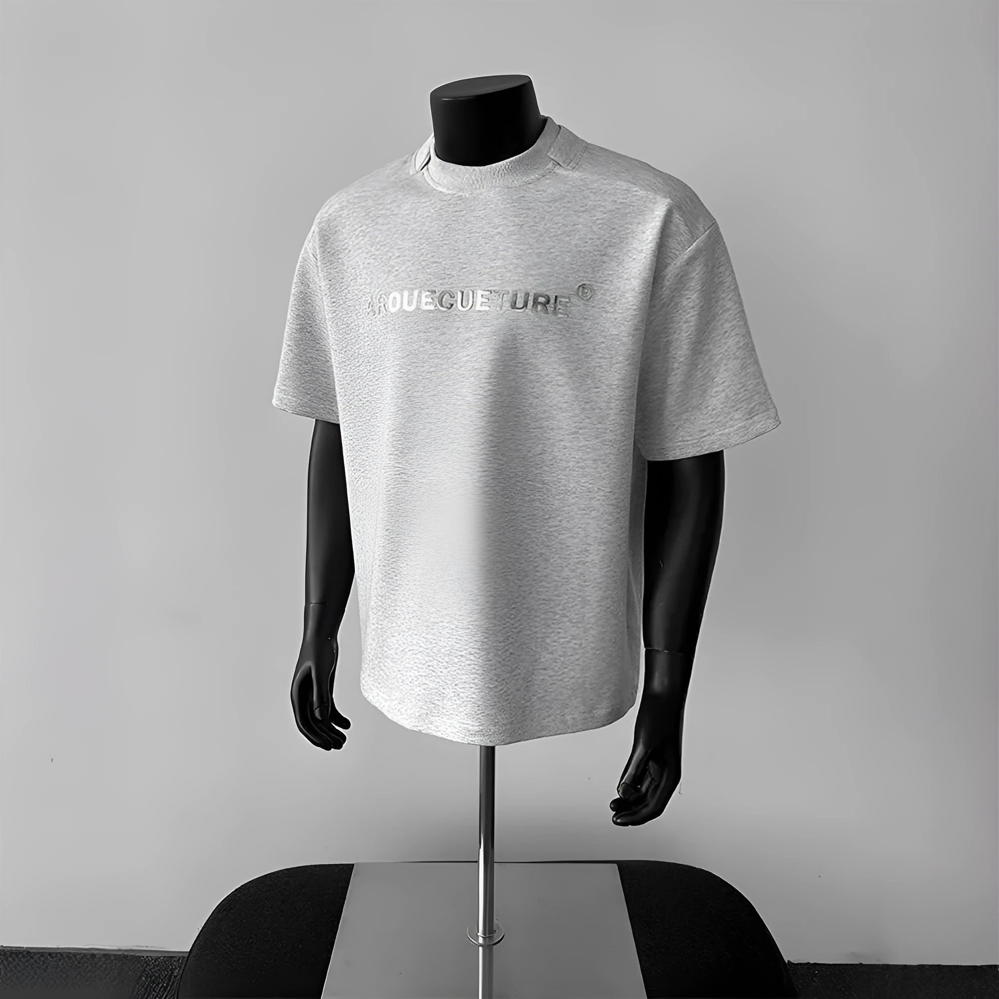 Men's loose fit cotton T-shirt with letter print pattern in black white light grey colours