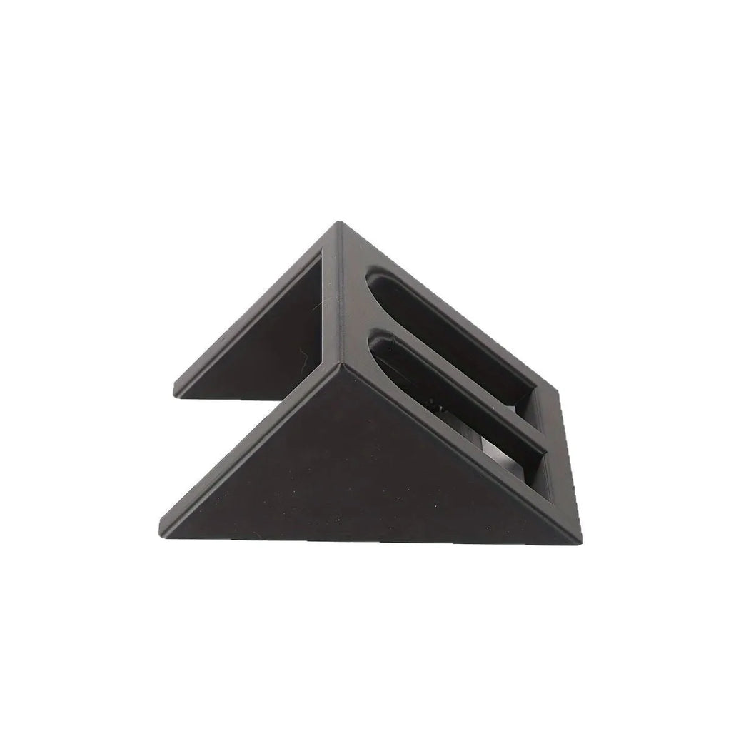 Black plastic pistol stand for 0 scale replica firearms with punk-style design