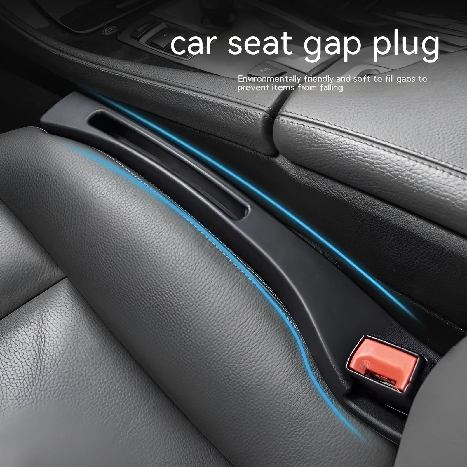 Plastic car seat gap storage organiser with handle in black or brown colour