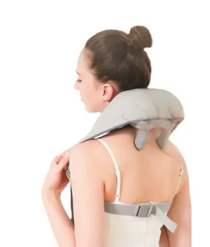 Creamy white rechargeable shoulder and neck massager with 7.4V motor