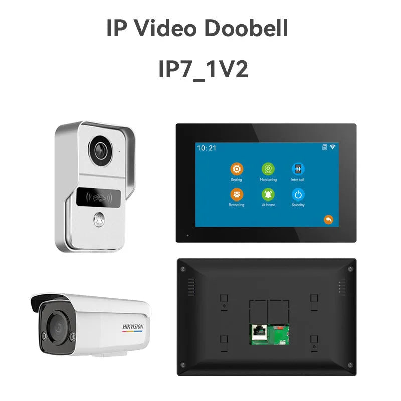 10-inch wireless video intercom doorbell system with outdoor unit and indoor monitor