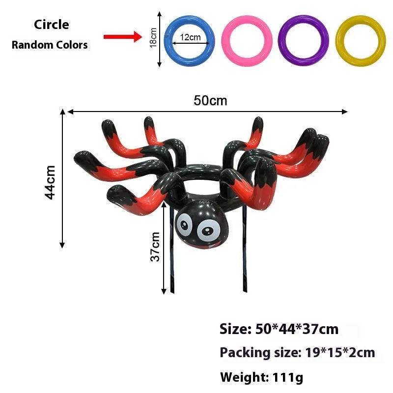 PVC inflatable throwing toy showing octopus, antlers, witch hat, spider, Santa Claus, and rabbit ear styles for Ghost Festival games