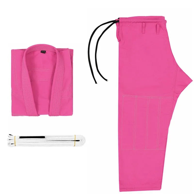 Brazilian Jiu-jitsu BJJ Gi uniform set in cotton blend fabric showing top and trousers.