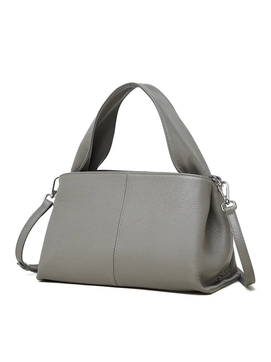 Women's retro texture cowhide messenger bag in horizontal square shape with shoulder strap