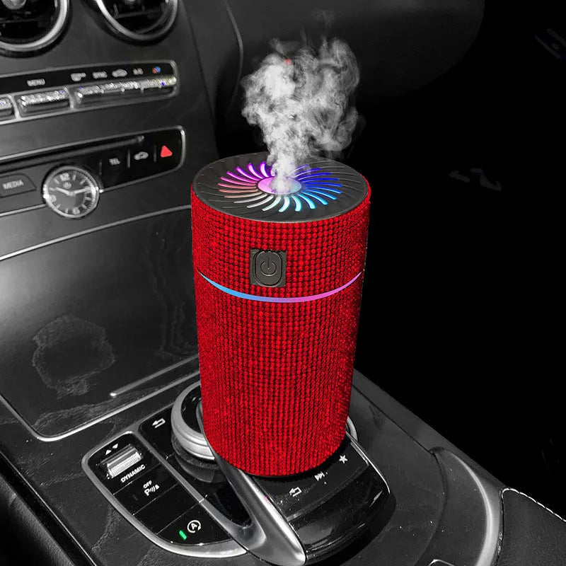 Car mounted air purification humidifier in seven colour options with USB power cable