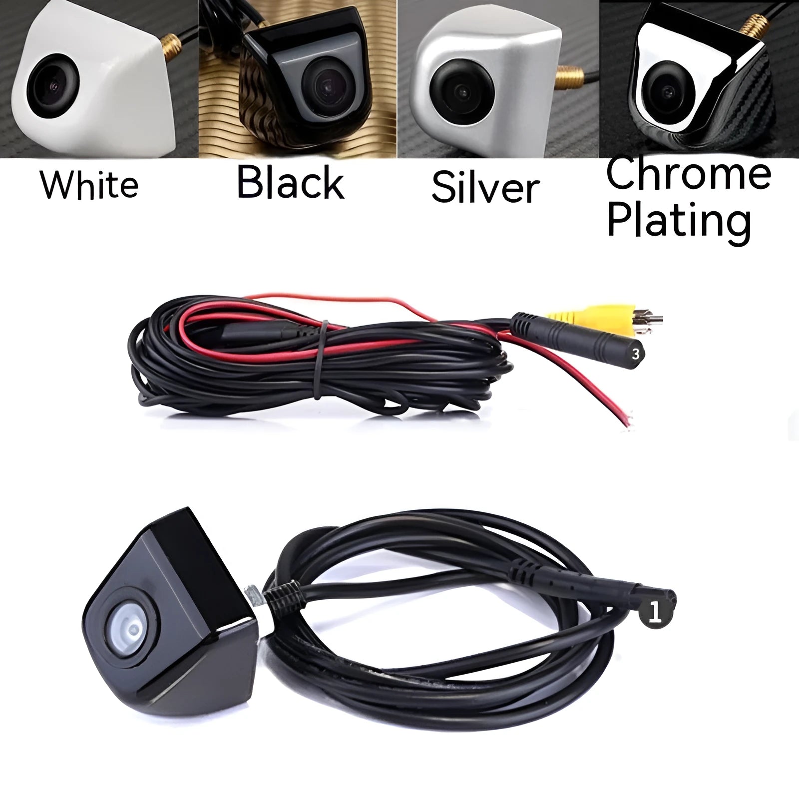 Black screw plug-in HD car night vision waterproof rearview camera with metal shell